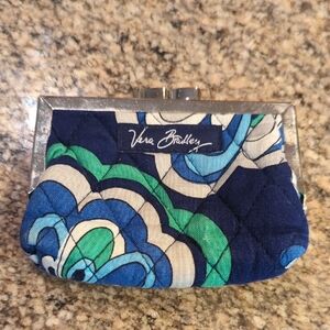 Vera Bradley Kiss Lock Blue and Green Floral Coin Purse